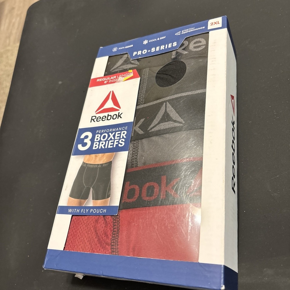 Reebok Pro-Series Performance Boxer Briefs 3 Pack 2XL 44-46 Regular 6"